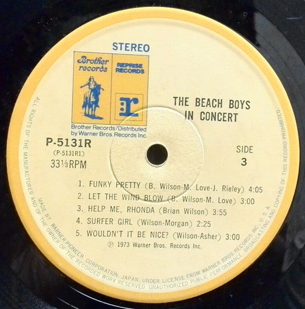 The Beach Boys - In Concert (2xVinyl, LP, Album) Very Good Plus (VG+) / Good Plus (G+)