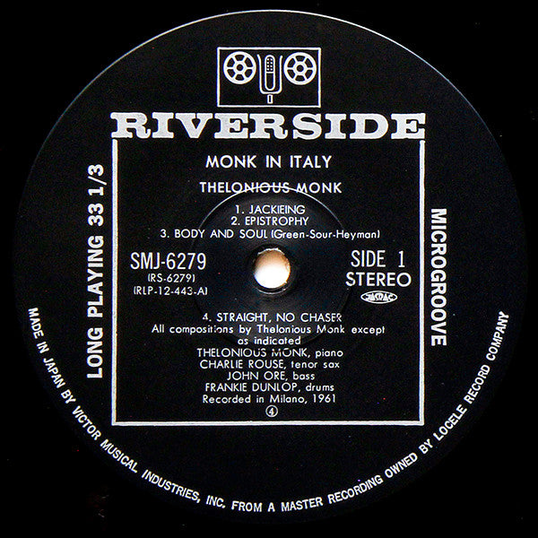 Thelonious Monk - In Italy (Vinyl, LP, Album, Limited Edition, Stereo) Very Good (VG) / Very Good (VG)