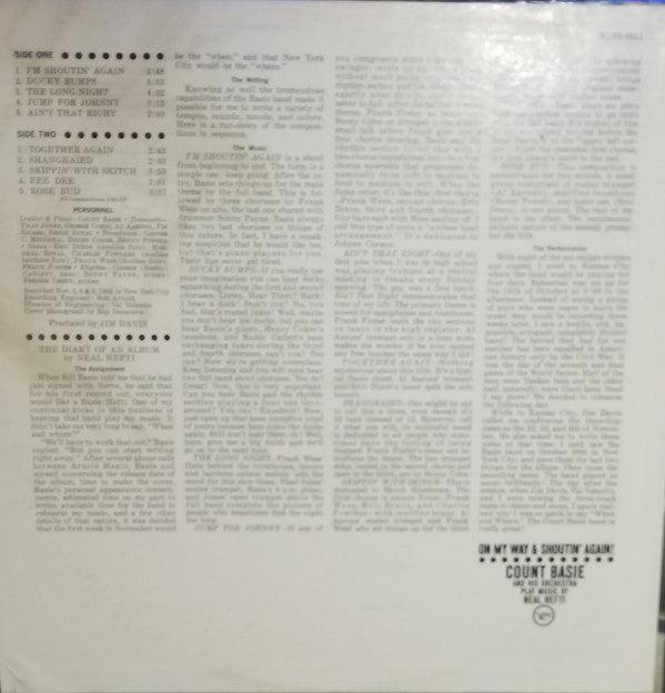 Count Basie Orchestra - On My Way & Shoutin' Again! (Vinyl, LP, Album, Stereo) Very Good Plus (VG+) / Good Plus (G+)