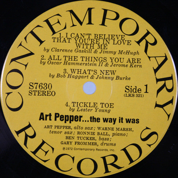 Art Pepper - ...The Way It Was! (Vinyl, LP, Album) Good Plus (G+) / Very Good Plus (VG+)