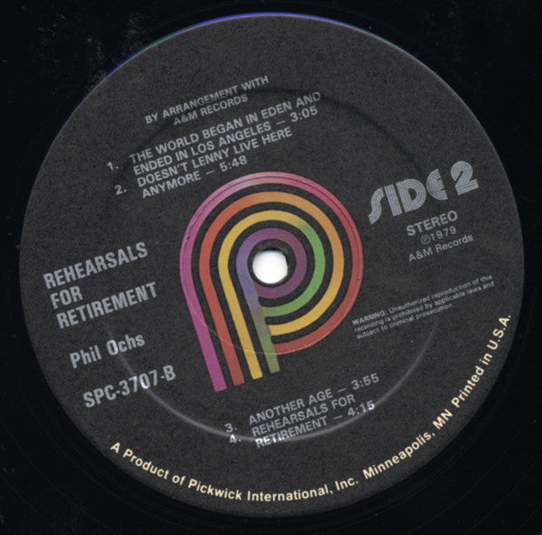 Phil Ochs - Rehearsals For Retirement (Vinyl, LP, Album, Reissue, Remastered) Very Good (VG) / Very Good (VG)