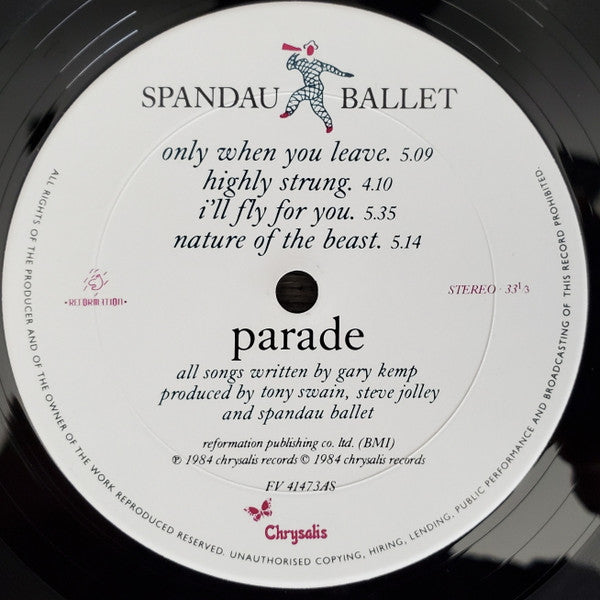 Spandau Ballet - Parade (Vinyl, LP, Album, Stereo) Good Plus (G+) / Very Good (VG)
