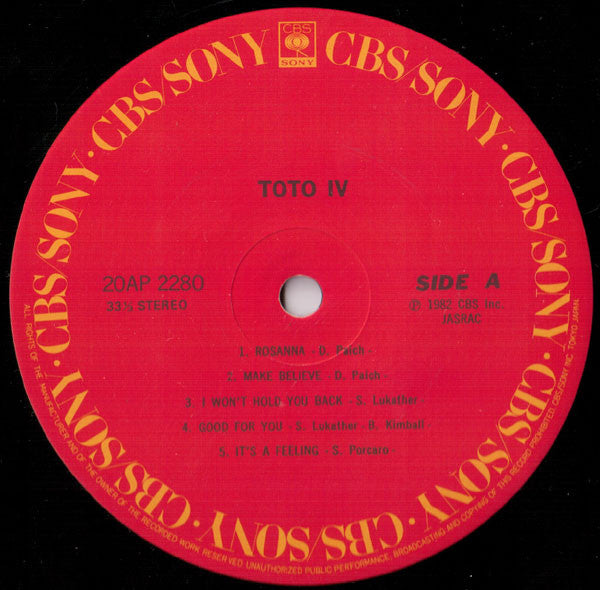 Toto - Toto IV (Vinyl, LP, Album, Stereo) Very Good Plus (VG+) / Very Good Plus (VG+)