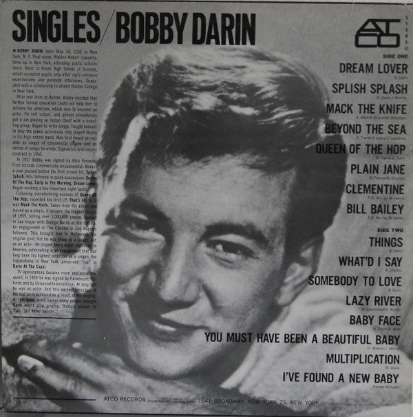 Bobby Darin - Singles (Vinyl, LP, Compilation, Stereo) Very Good (VG) / Very Good (VG)