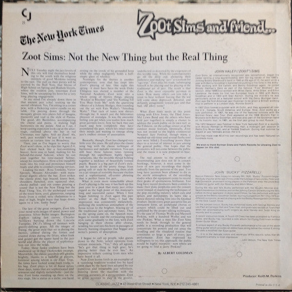 Zoot Sims - Zoot Sims And Friend... (Vinyl, LP)