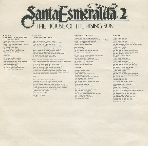 Santa Esmeralda - The House Of The Rising Sun (Vinyl, LP, Album) Very Good Plus (VG+) / Very Good Plus (VG+)
