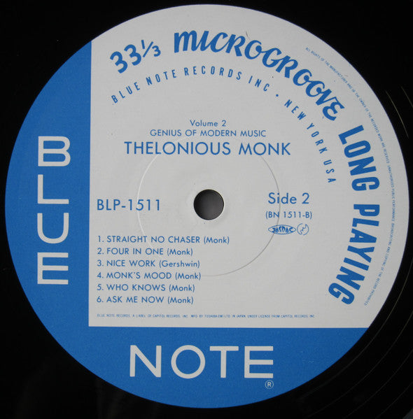 Thelonious Monk - Genius Of Modern Music Volume 2 (Vinyl, LP, Compilation, Mono, Reissue) Very Good (VG) / Very Good (VG)