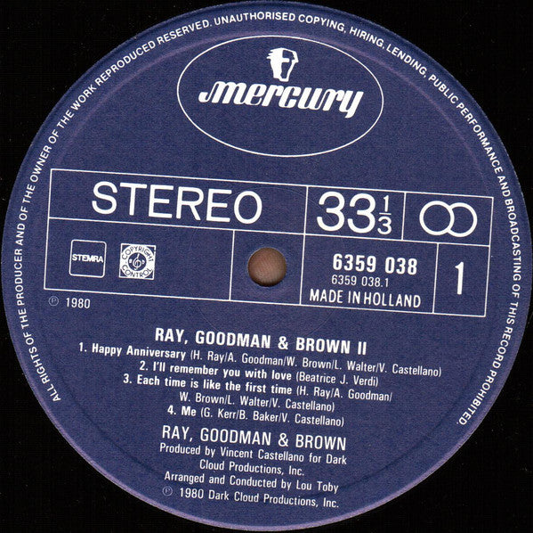 Ray, Goodman & Brown - Ray, Goodman & Brown II (Vinyl, LP, Album) Very Good Plus (VG+) / Very Good (VG)