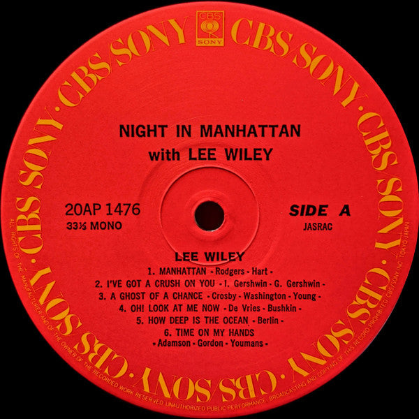 Lee Wiley - Night In Manhattan (Vinyl, LP, Album, Reissue, Mono)