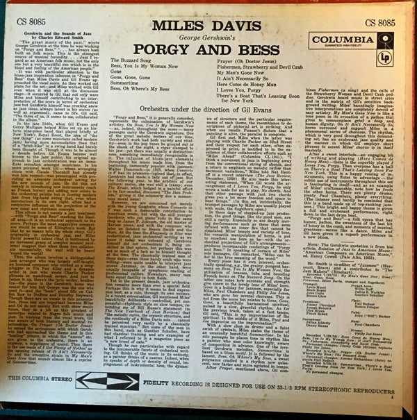 Miles Davis - Porgy And Bess (Vinyl, LP, Album, Reissue, Stereo) Very Good (VG) / Very Good Plus (VG+)