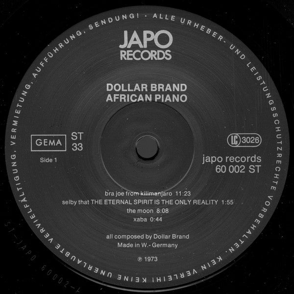 Dollar Brand - African Piano (Vinyl, LP, Album, Reissue)
