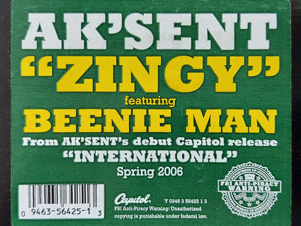 Ak'sent - Zingy (Vinyl, 12") Very Good Plus (VG+) / Very Good (VG)