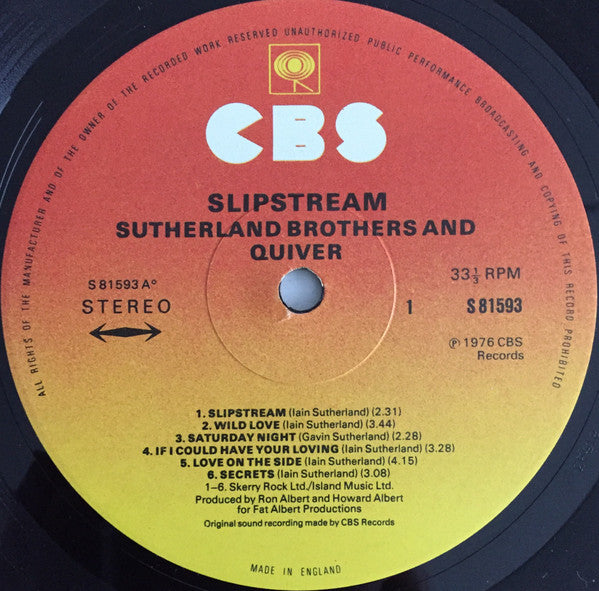 Sutherland Brothers - Slipstream (Vinyl, LP, Album, Stereo) Very Good (VG) / Very Good (VG)