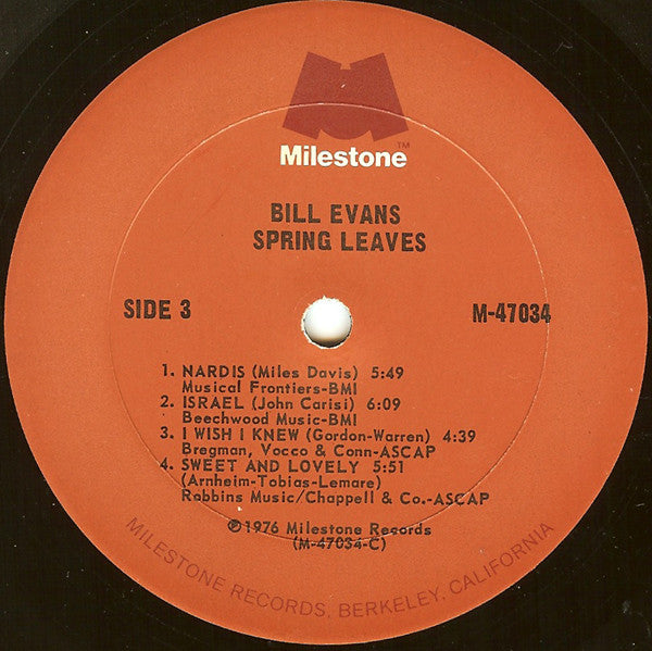 Bill Evans - Spring Leaves (2xVinyl, LP, Compilation, Stereo, Mono) Very Good (VG) / Good (G)