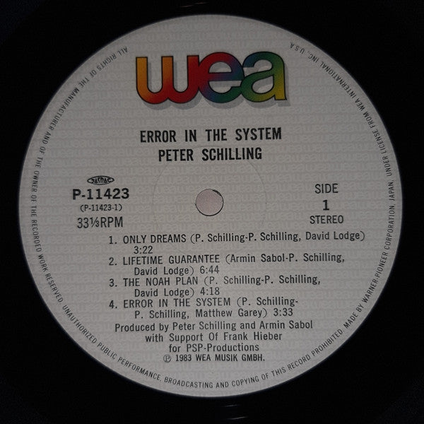 Peter Schilling - Error In The System (Vinyl, LP, Album) Near Mint (NM or M-) / Near Mint (NM or M-)