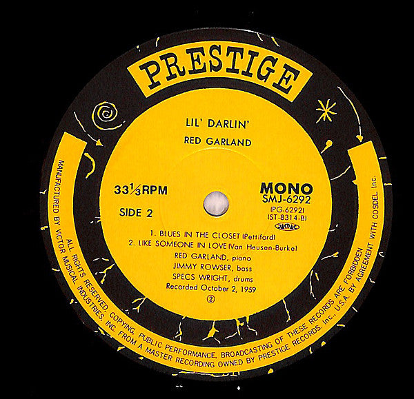 Red Garland - Lil' Darlin' (Vinyl, LP, Album, Limited Edition, Reissue, Mono) Very Good Plus (VG+) / Good Plus (G+)