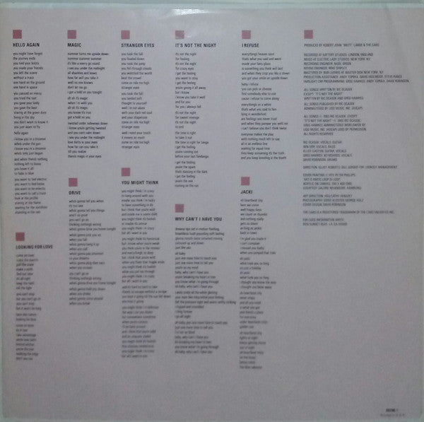 The Cars - Heartbeat City (Vinyl, LP, Album, Misprint, Stereo) Very Good (VG) / Very Good (VG)