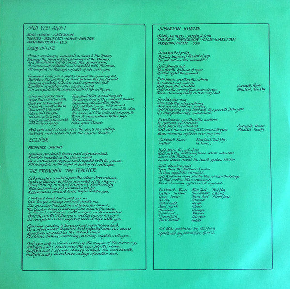Yes - Close To The Edge = 危機 (Vinyl, LP, Album, Reissue, Stereo)