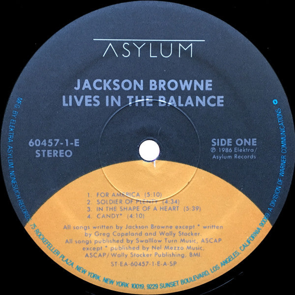 Jackson Browne - Lives In The Balance (Vinyl, LP, Album) Very Good (VG) / Very Good (VG)
