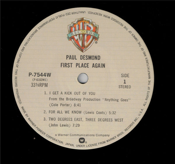 Paul Desmond - "First Place Again" Playboy (Vinyl, LP, Album, Stere...