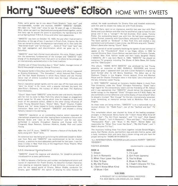Harry Edison - Home With Sweets (Vinyl, LP, Reissue) Very Good (VG) / Good Plus (G+)