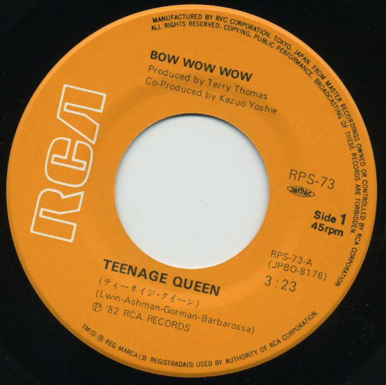 Bow Wow Wow - Teenage Queen (Vinyl, 7", 45 RPM, Single, Stereo) Very Good (VG) / Very Good (VG)
