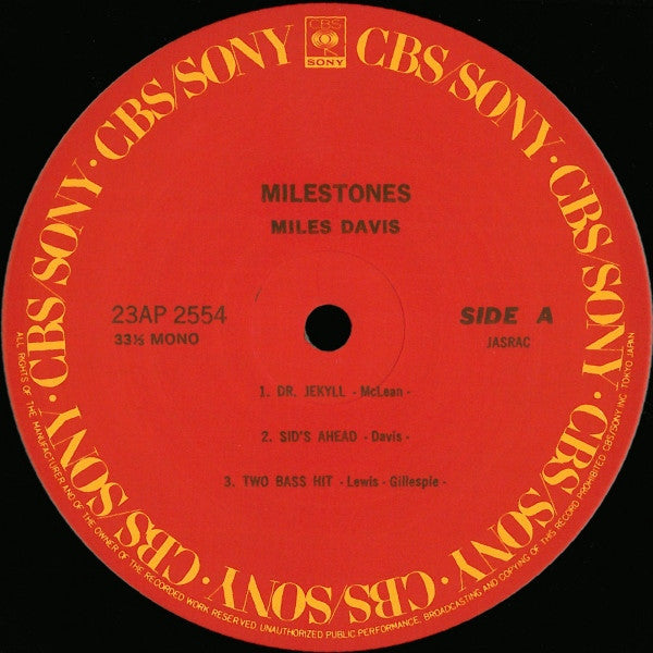 Miles Davis - Milestones (Vinyl, LP, Album, Mono, Reissue)