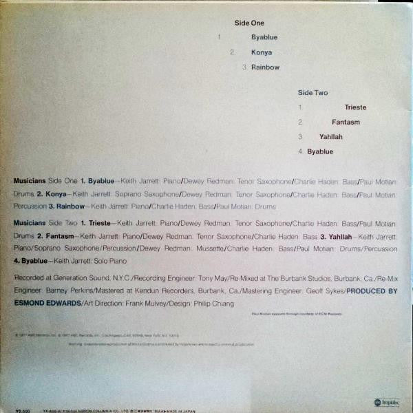 Keith Jarrett - Byablue (Vinyl, LP, Album) Very Good Plus (VG+) / Very Good Plus (VG+)