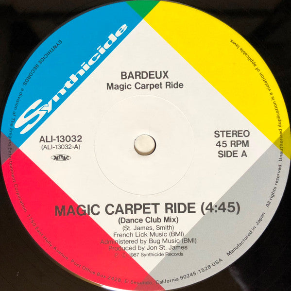 Bardeux - Magic Carpet Ride (Vinyl, 12", 45 RPM, Single) Very Good Plus (VG+) / Very Good Plus (VG+)