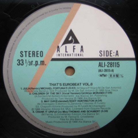 Various - That's Eurobeat Vol. 8 (Vinyl, LP, Compilation, Promo) Very Good Plus (VG+) / Very Good Plus (VG+)