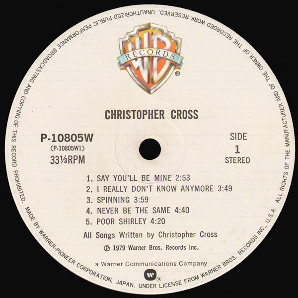 Christopher Cross - Christopher Cross (Vinyl, LP, Album) Very Good Plus (VG+) / Very Good Plus (VG+)