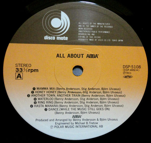 ABBA - All About ABBA (Vinyl, LP, Compilation, Reissue) Near Mint (NM or M-) / Very Good Plus (VG+)