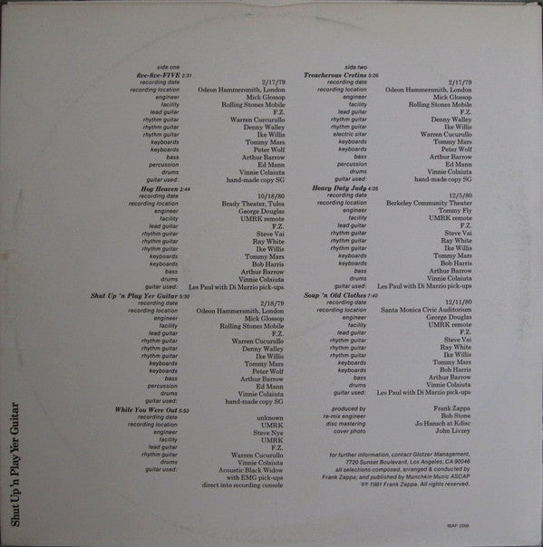 Frank Zappa - Shut Up 'n Play Yer Guitar (3xVinyl, LP, Album) Very Good Plus (VG+) / Very Good Plus (VG+)