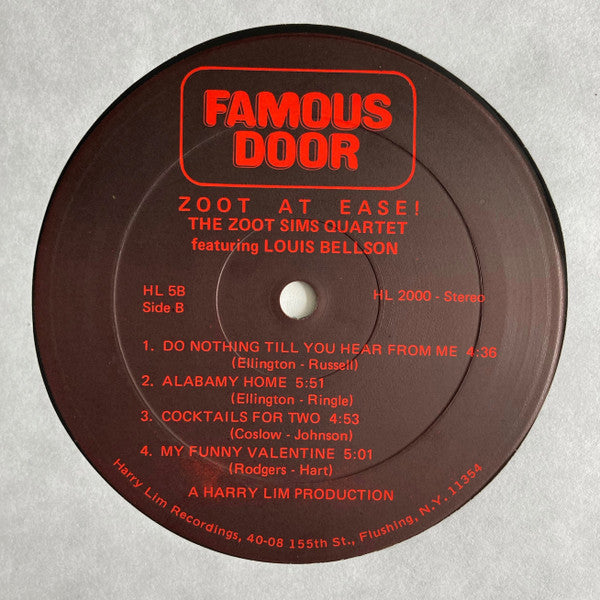 Zoot Sims Quartet - Zoot At Ease (Vinyl, LP, Album)