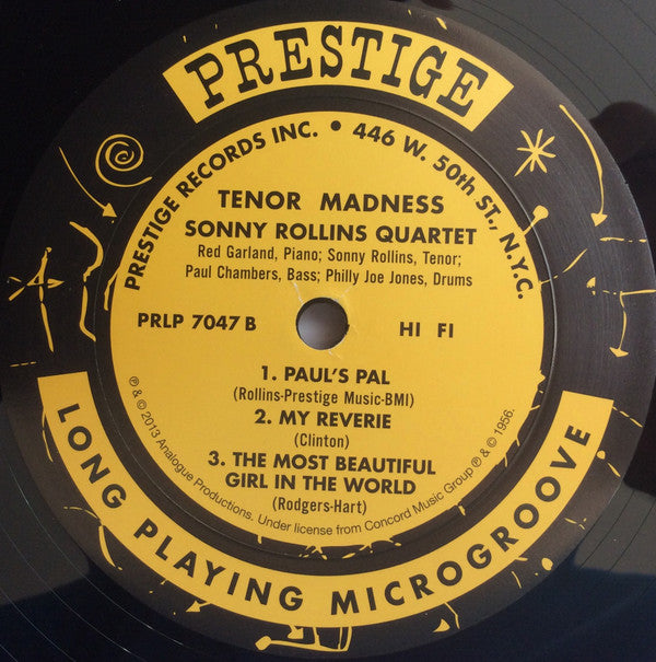 Sonny Rollins Quartet - Tenor Madness (Vinyl, LP, Album, Mono, Reissue, Limited Edition) Near Mint (NM or M-) / Near Mint (NM or M-)