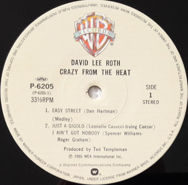 David Lee Roth - Crazy From The Heat (Vinyl, 12", 33 ⅓ RPM, EP)
