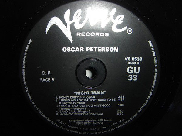 The Oscar Peterson Trio - Night Train (Vinyl, LP, Album, Reissue) Very Good Plus (VG+) / Very Good (VG)