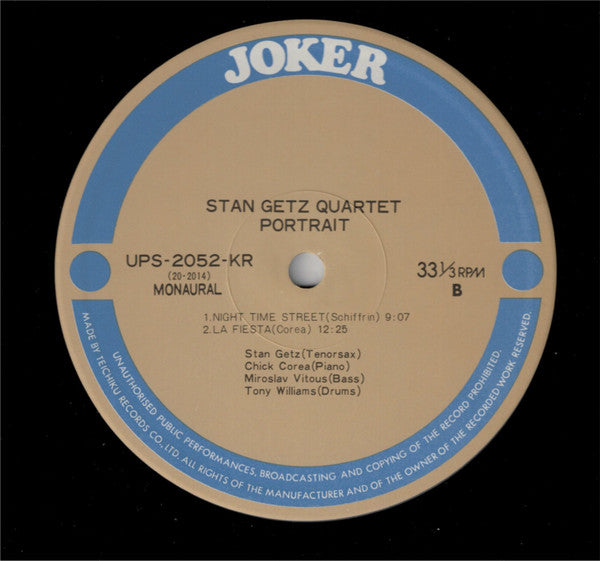 Stan Getz Quartet - Portrait (Vinyl, LP, Album, Mono) Very Good Plus (VG+) / Very Good Plus (VG+)