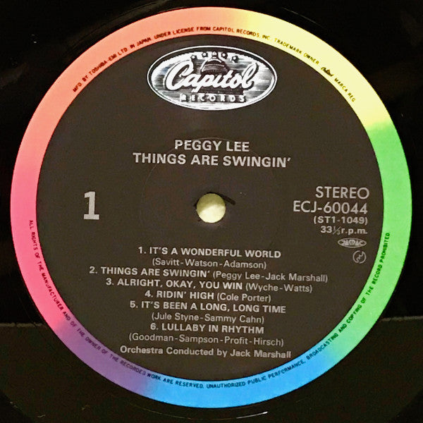 Peggy Lee - Things Are Swingin' (Vinyl, LP, Album, Reissue, Stereo) Near Mint (NM or M-) / Very Good Plus (VG+)
