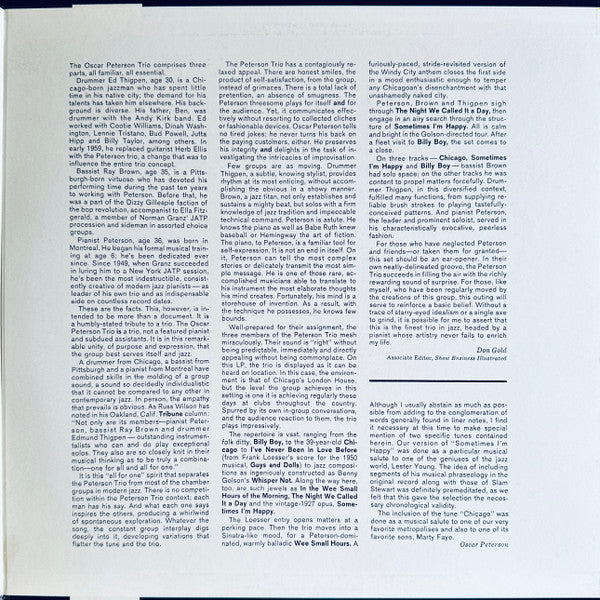 Oscar Peterson - The Trio - Live From Chicago (Vinyl, LP, Album, Reissue, Stereo) Very Good Plus (VG+) / Very Good Plus (VG+)