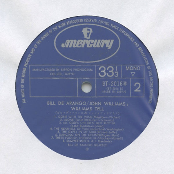 Bill De Arango - Williams Tell (Vinyl, LP, Compilation, Mono) Very Good Plus (VG+) / Very Good Plus (VG+)