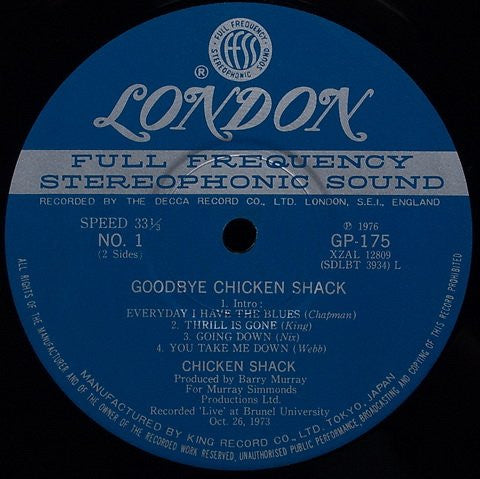 Chicken Shack - Goodbye Chicken Shack (Vinyl, LP, Album, Stereo) Very Good Plus (VG+) / Very Good Plus (VG+)