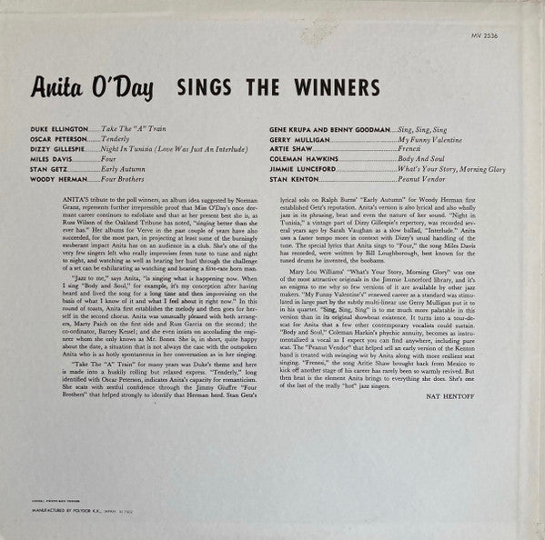 Anita O'Day - Anita O'Day Sings The Winners (Vinyl, LP, Album, Reis...