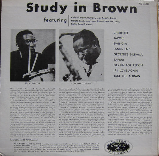Clifford Brown And Max Roach - Study In Brown (Vinyl, LP, Album, Reissue, Mono) Very Good (VG) / Very Good (VG)