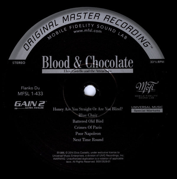 Elvis Costello & The Attractions - Blood & Chocolate (Vinyl, LP, Album, Limited Edition, Numbered, Remastered) Mint (M) / Mint (M)