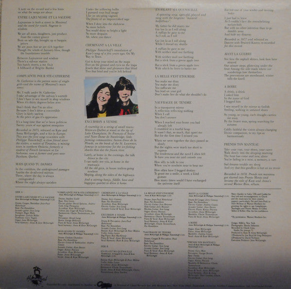 Kate & Anna McGarrigle - French Record (Vinyl, LP, Album, Stereo) Good Plus (G+) / Very Good (VG)