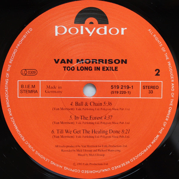 Van Morrison - Too Long In Exile (2xVinyl, LP, Album, Stereo) Very Good (VG) / Very Good Plus (VG+)