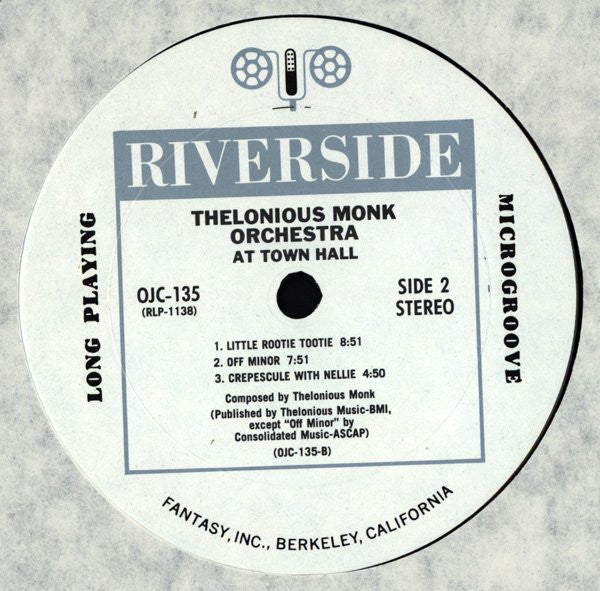 The Thelonious Monk Orchestra - At Town Hall (Vinyl, LP, Album, Reissue, Stereo) Very Good (VG) / Very Good Plus (VG+)