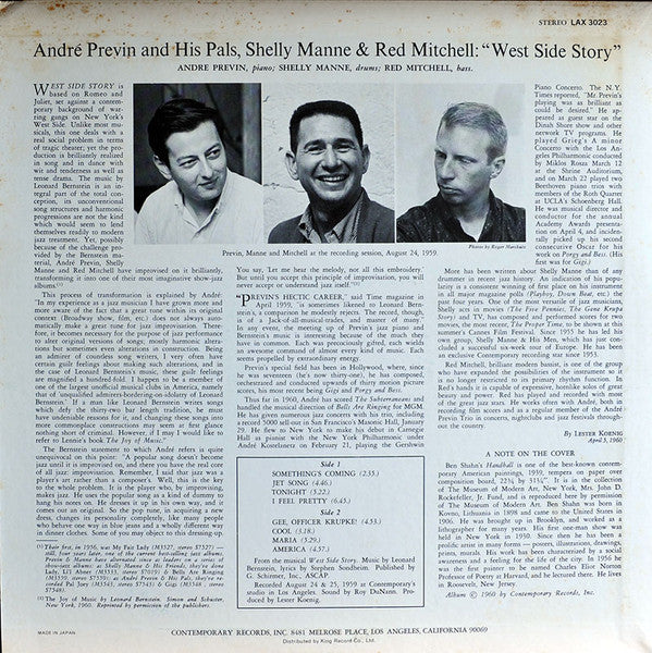 André Previn & His Pals - West Side Story (Vinyl, LP, Album, Reissue) Very Good Plus (VG+) / Very Good (VG)