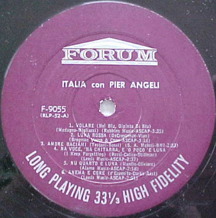 Pier Angeli - Italia Con Pier Angeli (Vinyl, LP, Album, Mono) Very Good (VG) / Very Good (VG)